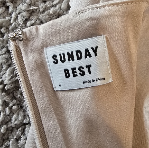 Aritzia Sunday Best Satin Cream Mini Dress Size 8 - Picture 10 of 12